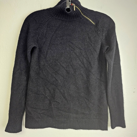 Garnet Hill Cashmere Sweater Pull Over Zip Accent Sz XS Quiet Luxury Old Money - Picture 1 of 11